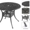 5PCS Outdoor Furniture Dining Table Set All-Weather Cast Aluminum Patio Furniture Includes 1 Round Table and 4 Chairs with Umbrella Hole for Patio Gar