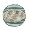 Diamond Handcrafted Fabric Cylindrical Pouf, White and Teal