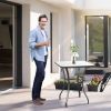 27" Square Bistro Table Garden Dining Table Outdoor Tempered Glass Table