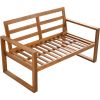 TOPMAX Outdoor Patio Wood 6-Piece Conversation Set, Sectional Garden Seating Groups Chat Set with Ottomans and Cushions for Backyard, Poolside, Balcon