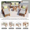 TOPMAX Outdoor Patio Wood 6-Piece Conversation Set, Sectional Garden Seating Groups Chat Set with Ottomans and Cushions for Backyard, Poolside, Balcon