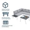 TOPMAX Industrial 5-Piece Aluminum Outdoor Patio Furniture Set, Modern Garden Sectional Sofa Set with End Tables, Coffee Table and Furniture Clips for