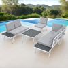 TOPMAX Industrial 5-Piece Aluminum Outdoor Patio Furniture Set, Modern Garden Sectional Sofa Set with End Tables, Coffee Table and Furniture Clips for