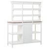 TOPMAX 66" Large Outdoor Farmhouse Wooden Potting Bench Table, Garden Workstation with 2 Drawers, Cabinet and Open Shelves for Backyard, Mudroom, Whit