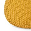 Bordeaux Knitted Cotton Round Pouf, Yellow