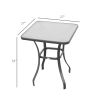 27" Square Bistro Table Garden Dining Table Outdoor Tempered Glass Table