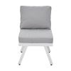 Industrial 5-Piece Aluminum Outdoor Patio Furniture Set; Modern Garden Sectional Sofa Set with End Tables; Coffee Table and Furniture Clips for Backya