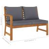 5 Piece Patio Lounge Set with Cushion Solid Acacia Wood