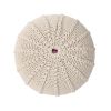 Bordeaux Knitted Cotton Round Pouf, Beige