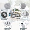 TOPMAX Industrial 5-Piece Aluminum Outdoor Patio Furniture Set, Modern Garden Sectional Sofa Set with End Tables, Coffee Table and Furniture Clips for