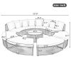 9-Piece Outdoor Patio Furniture Luxury Circular Outdoor Sofa Set Rattan Wicker Sectional Sofa Lounge Set with Tempered Glass Coffee Table, 6 Pillows,B