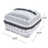 Karim Faux Yarn Large Pouf, Ivory Grey