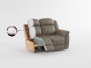 Classic Brownish Gray 1pc Double Reclining Loveseat with Storage Console Cupholder Plush Comfort Pillow-Top Arms Vertical Tufting Solid Wood Transitio