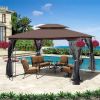 13x10 Outdoor Patio Gazebo Canopy Tent With Ventilated Double Roof And Mosquito net(Detachable Mesh Screen On All Sides); Suitable for Lawn;  Garden;