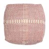 Morro Bay Handcrafted Water resistant Pouf, Orange and Red Multi