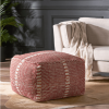 Morro Bay Handcrafted Water resistant Pouf, Orange and Red Multi