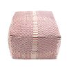 Morro Bay Handcrafted Water resistant Pouf, Orange and Red Multi
