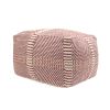 Morro Bay Handcrafted Water resistant Pouf, Orange and Red Multi