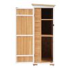 [Video Provided] TOPMAX Outdoor 5.5ft Hx4.1ft L Wood Storage Shed, Garden Tool Cabinet with Waterproof Asphalt Roof, Four Lockable Doors, Multiple-tie
