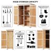 [Video Provided] TOPMAX Outdoor 5.5ft Hx4.1ft L Wood Storage Shed, Garden Tool Cabinet with Waterproof Asphalt Roof, Four Lockable Doors, Multiple-tie
