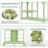 TOPMAX 64.6" Large Outdoor Potting Bench; Garden Potting Table; Wood Workstation with 6-Tier Shelves; Large Tabletop and Side Hook for Mudroom; Backya