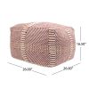 Morro Bay Handcrafted Water resistant Pouf, Orange and Red Multi
