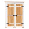 [Video Provided] TOPMAX Outdoor 5.5ft Hx4.1ft L Wood Storage Shed, Garden Tool Cabinet with Waterproof Asphalt Roof, Four Lockable Doors, Multiple-tie