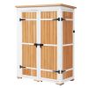 [Video Provided] TOPMAX Outdoor 5.5ft Hx4.1ft L Wood Storage Shed, Garden Tool Cabinet with Waterproof Asphalt Roof, Four Lockable Doors, Multiple-tie