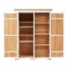 [Video Provided] TOPMAX Outdoor 5.5ft Hx4.1ft L Wood Storage Shed, Garden Tool Cabinet with Waterproof Asphalt Roof, Four Lockable Doors, Multiple-tie