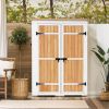 [Video Provided] TOPMAX Outdoor 5.5ft Hx4.1ft L Wood Storage Shed, Garden Tool Cabinet with Waterproof Asphalt Roof, Four Lockable Doors, Multiple-tie